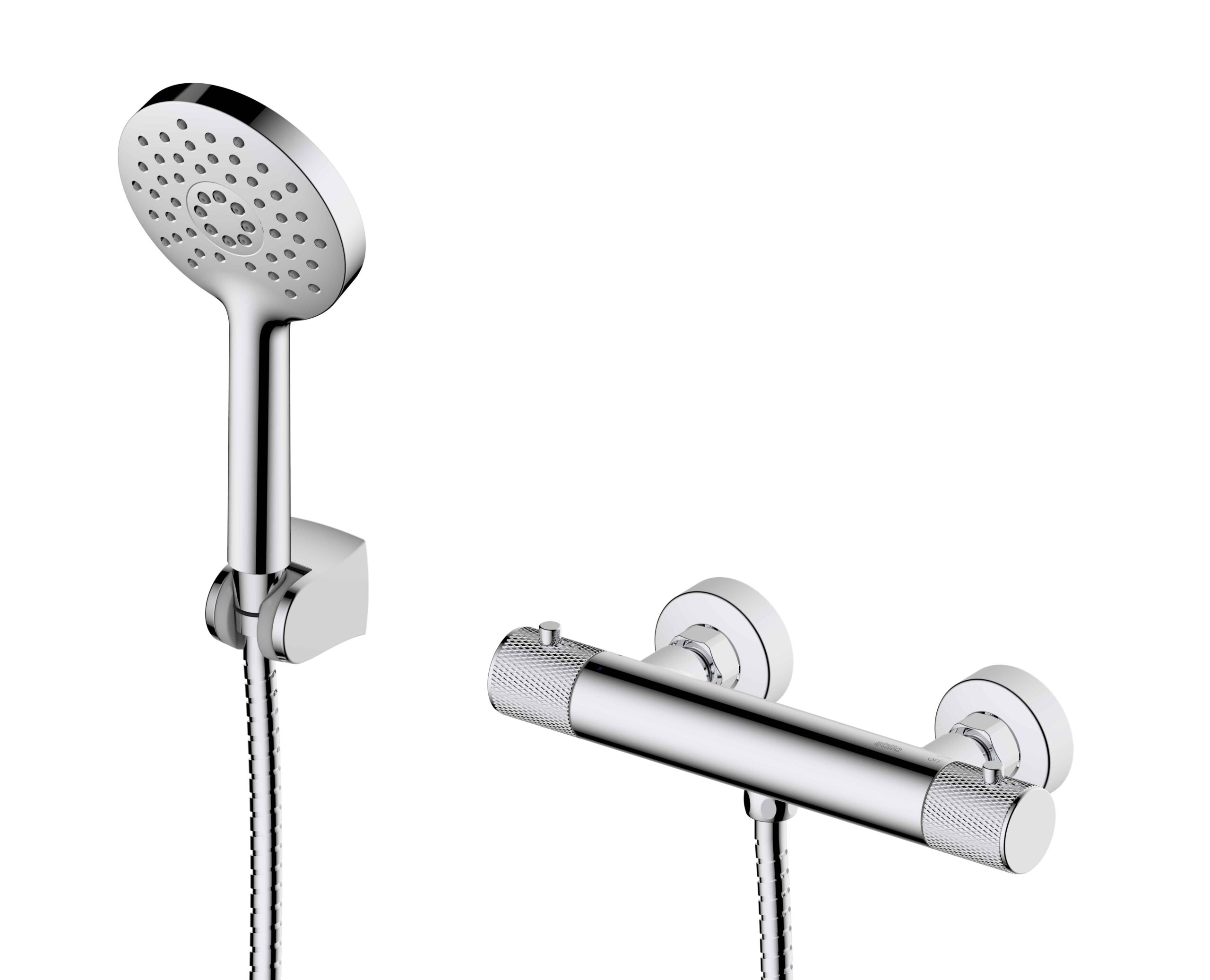 Hades moleteado Termostático ducha cromo