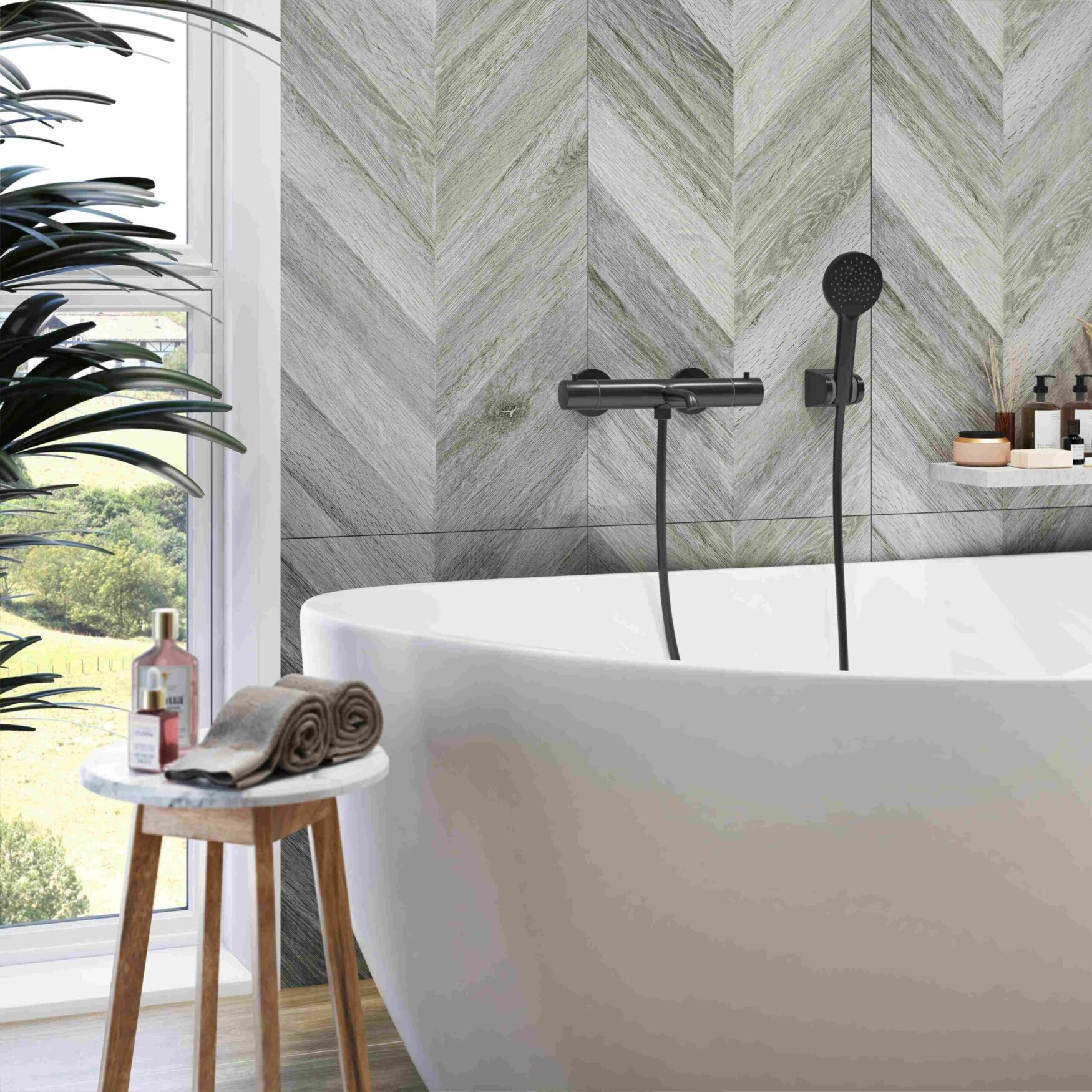 Baño Ducha termostático Hades Negro Liso Baño Ducha termostático Hades Negro Liso