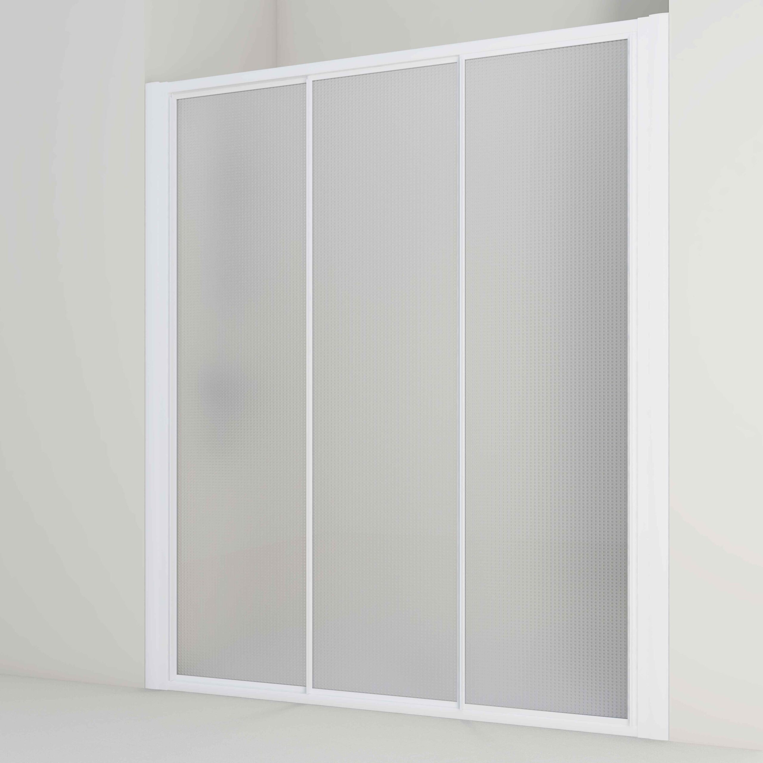 Mampara Essential frontal corredera_3 hojas_Blanco Mampara Essential frontal corredera 3 hojas Blanco