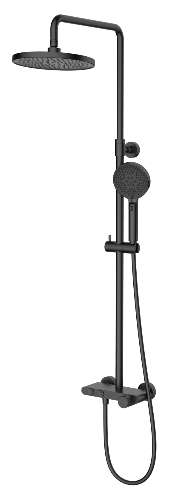 Conjunto Termostático Hades con repisa moleteada Negro Mate