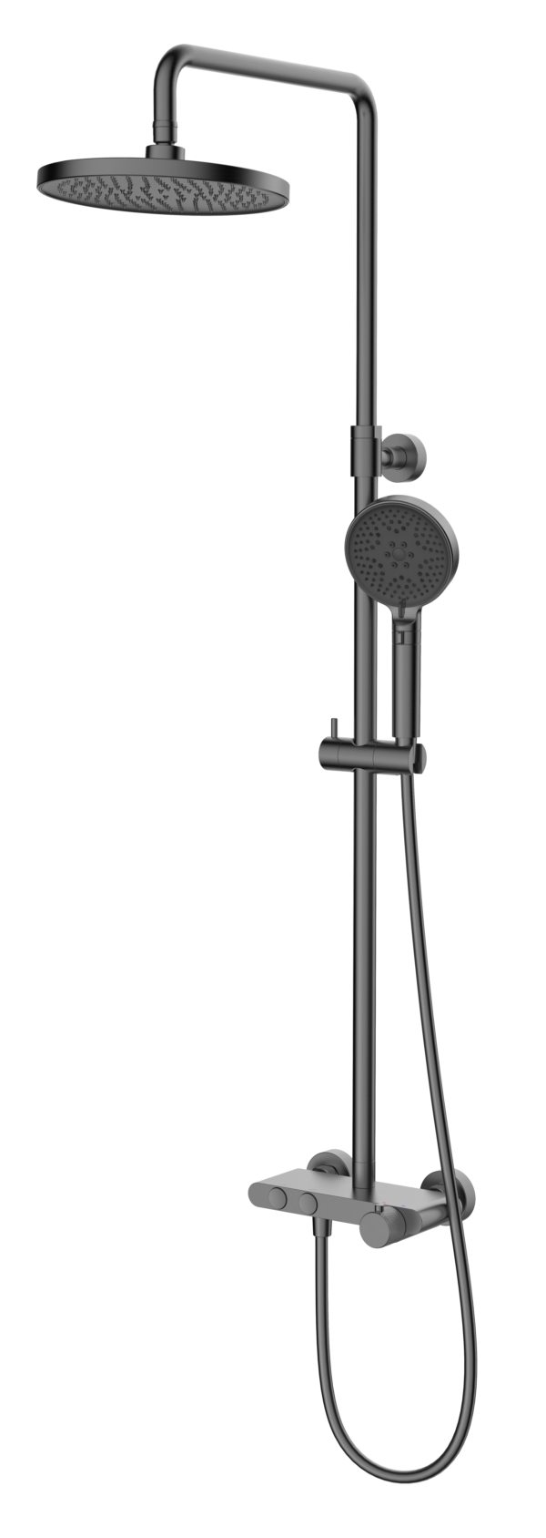 Conjunto Termostático Hades con repisa moleteada Gun Metal