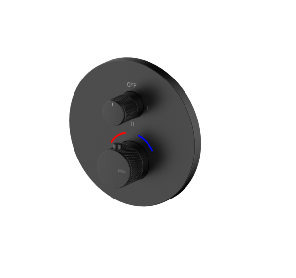 HADES MEZCLADOR TERMOSTÁTICO EMPOTRADO REDONDO 2-3V MOLETEADO NEGRO