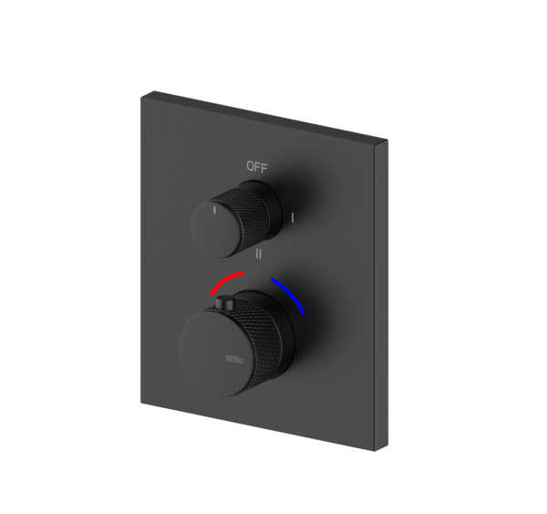 HADES MEZCLADOR TERMOSTÁTICO EMPOTRADO CUADRADO 2-3V MOLETEADO NEGRO