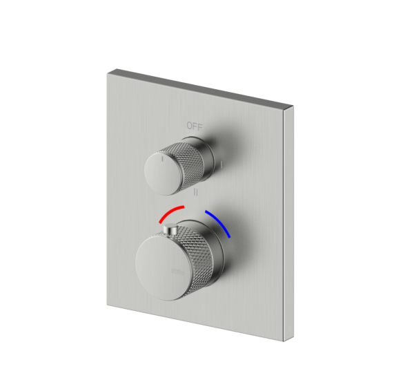 HADES MEZCLADOR TERMOSTÁTICO EMPOTRADO CUADRADO 2-3V MOLETEADO INOX