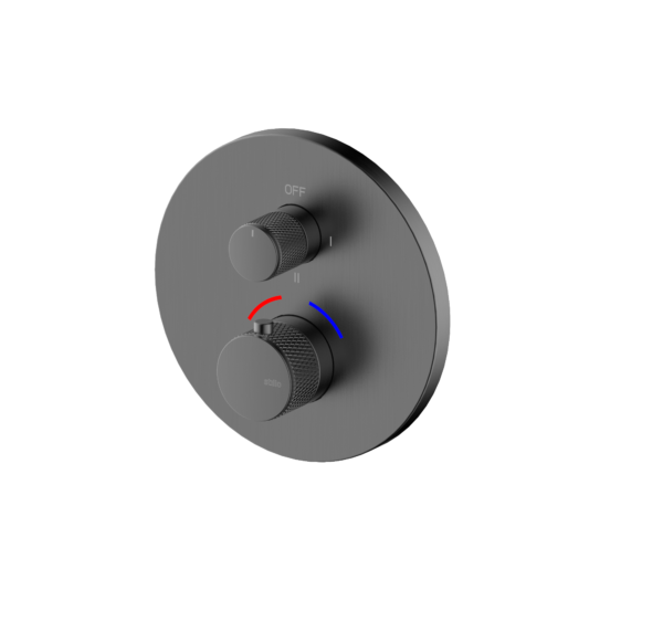 HADES MEZCLADOR TERMOSTÁTICO EMPOTRADO REDONDO 2-3V MOLETEADO GUN METAL