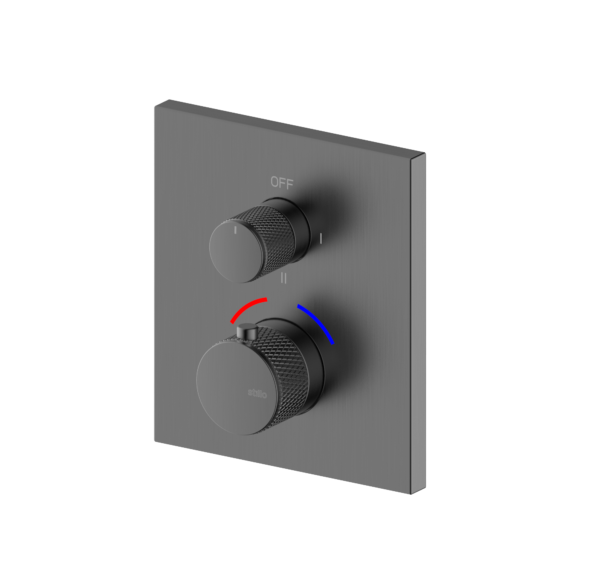 HADES MEZCLADOR TERMOSTÁTICO EMPOTRADO CUADRADO 2-3V MOLETEADO GUN METAL