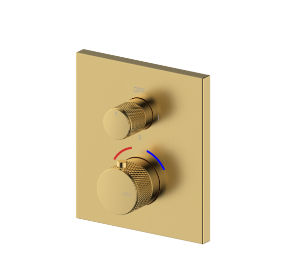 HADES MEZCLADOR TERMOSTÁTICO EMPOTRADO CUADRADO 2-3V MOLETEADO ORO
