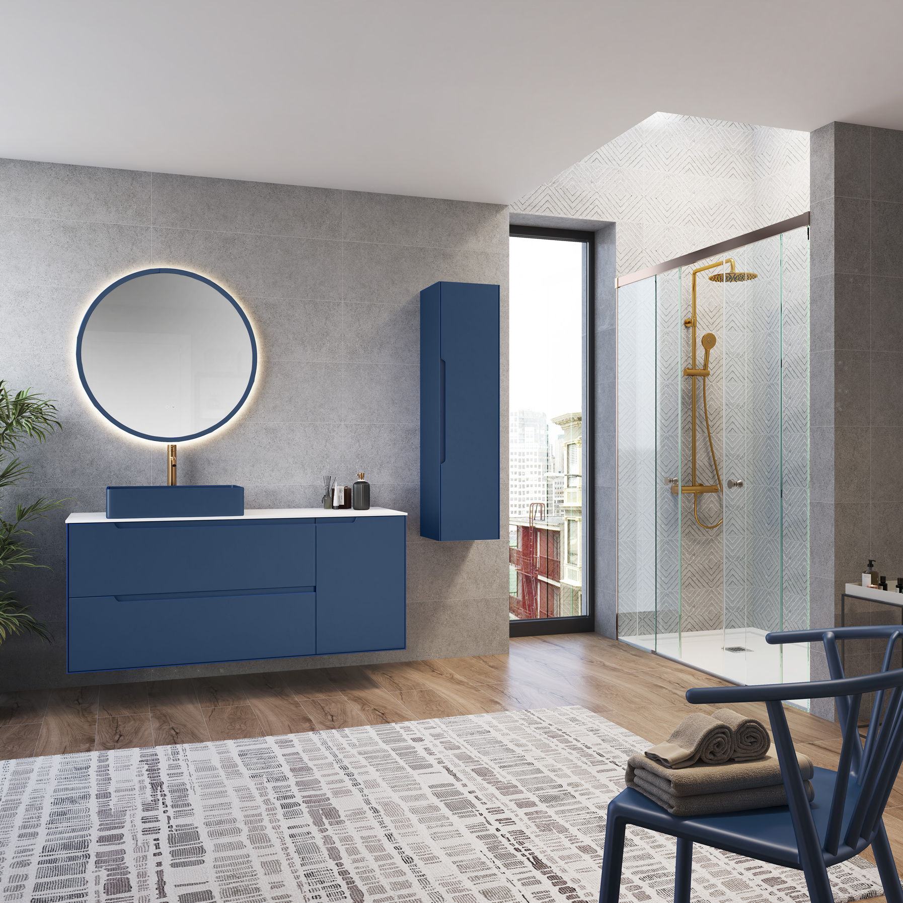 Lavabo de diseño oscuro color azul