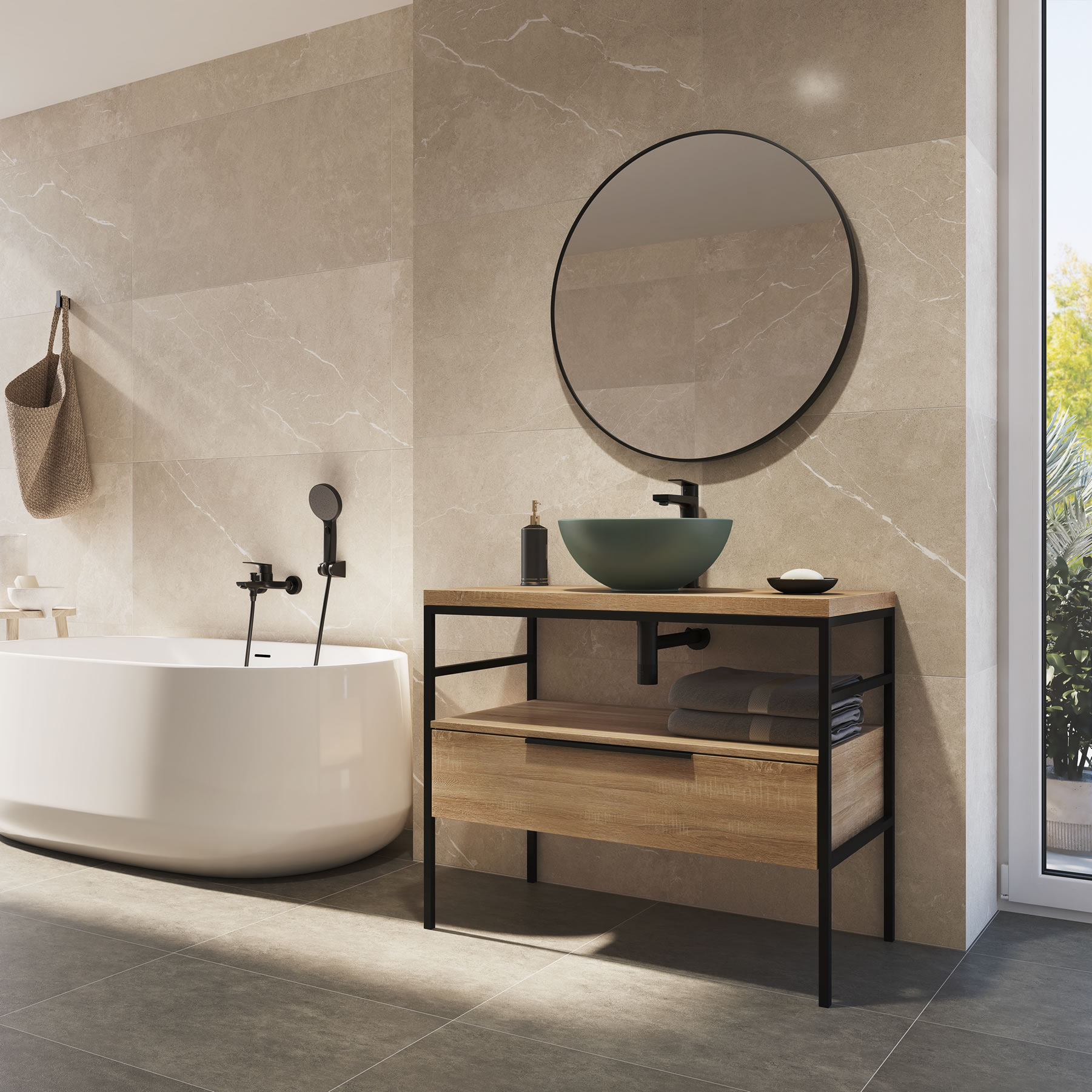 Lavabo de diseño verde oscuro