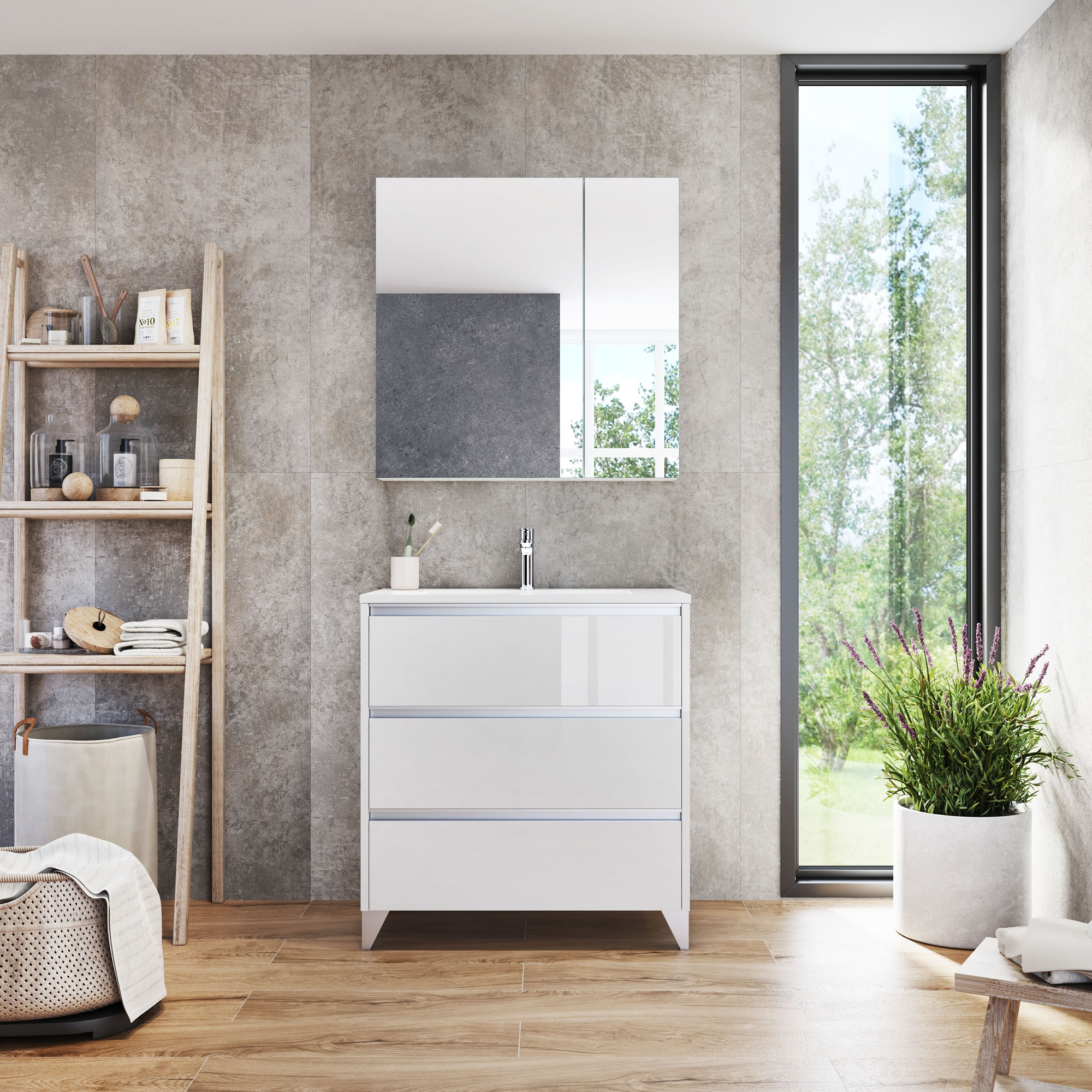 Lavabo solid surface sobre encimera