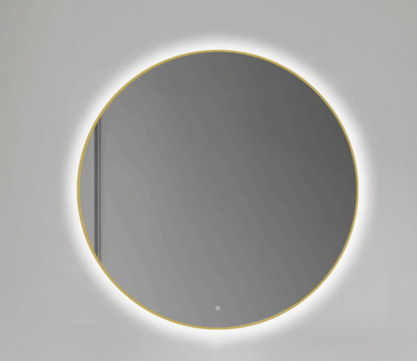 ESPEJO REDONDO CON CONTORNO ORO RETROILUMINADO UN TOUCH (on/off)