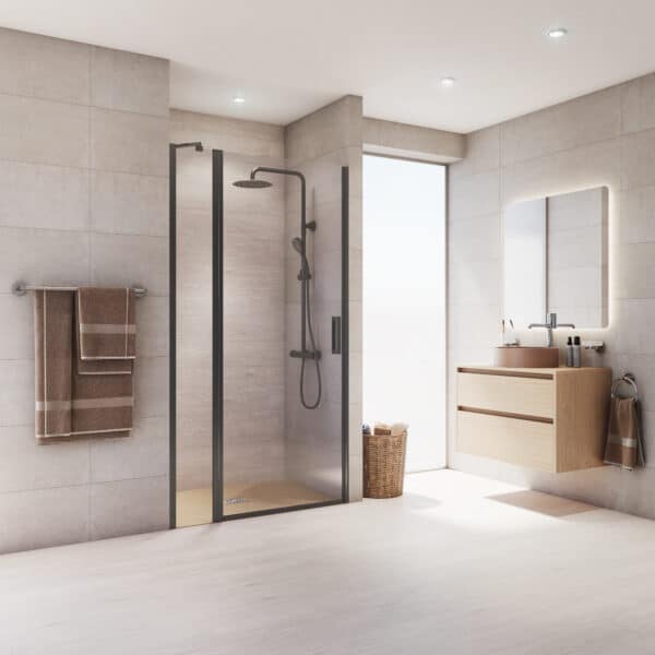 Core Frontal Abatible 1F + 1P cierre a pared negro mate